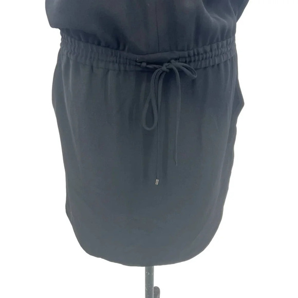 Vince Contrast Trim Zipper V-Neck Drawstring Dress Black Size Small - Picture 6 of 11